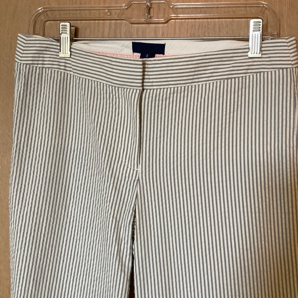 Jcrew seersucker gray/white cuffed trousers